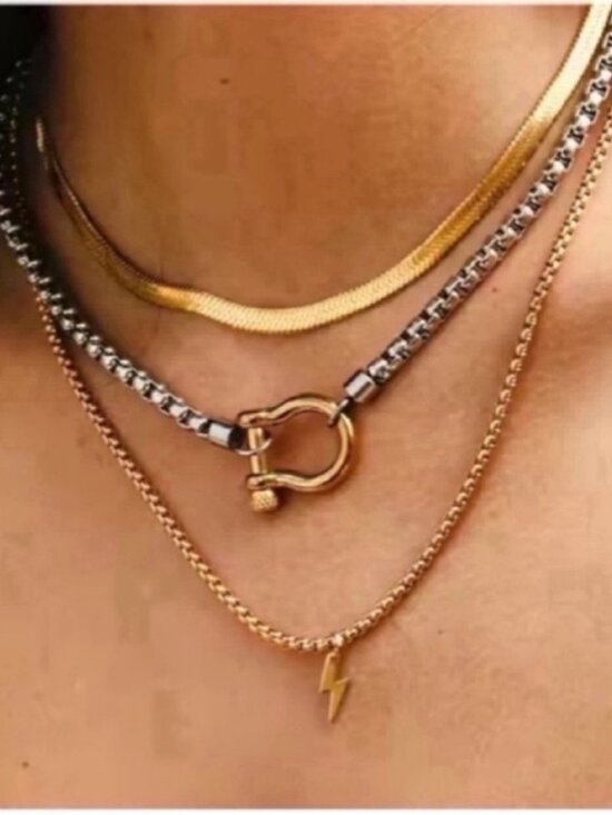 Anthropologie Jewelry - Anthropologie Layered Gold and Silver Mixed-Metal Necklace Set